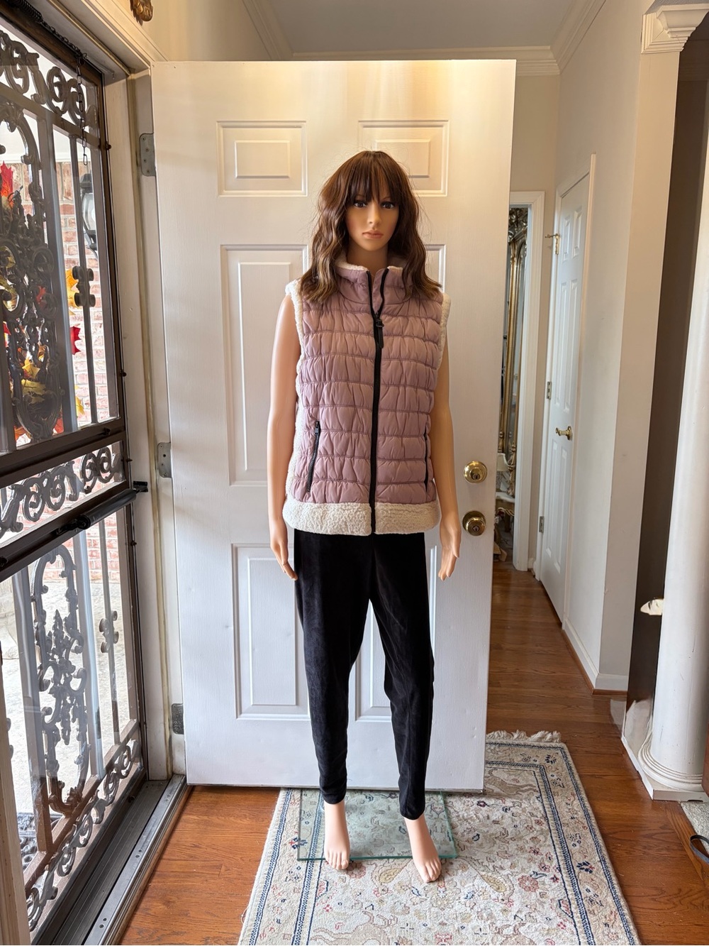 Calvin Klein Performance Sleeveless Quilted Puffer Vest in Dusty Mauve